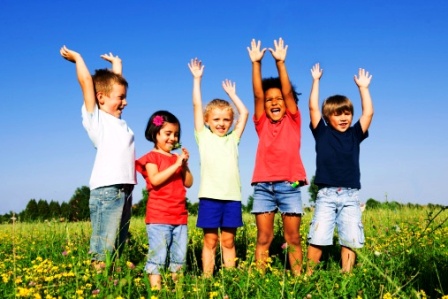 Multi-Ethnic group of children outdoors